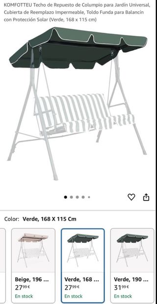 NUEVO Repuesto Toldo Columpio Jardín Verde