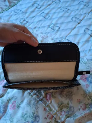 Lote Cartera Documentos y Bolsa Mano Piel Serraje