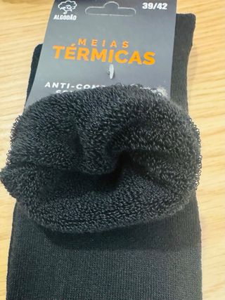 12€ 6 pares meias térmica 39-42 em algodão macio