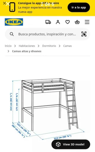 Cama alta de madera IKEA blanca
