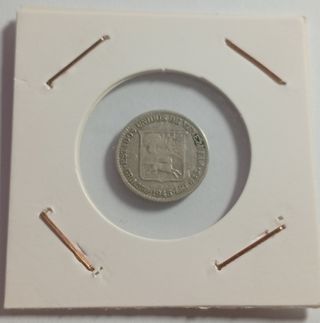 Moneda Plata Venezuela 1/4 Bolivar 1945