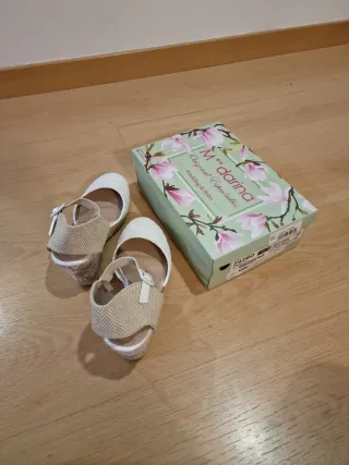 Cuñas para boda Mandarina Leticia Talla 40 blanco