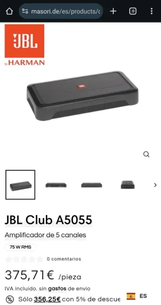 NUEVO.AMPLIFICADOR 5 CANALES 1600W. JBL CLUB A5055