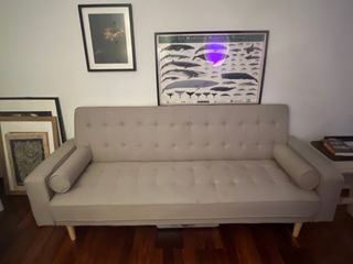 Sofá Cama Beige/Gris Poco Uso