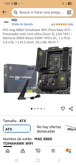 MSI MAG B860 Tomahawk WiFi Placa Base ATX