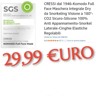 Maschera Snorkeling Cressi Komodo ultimo modello