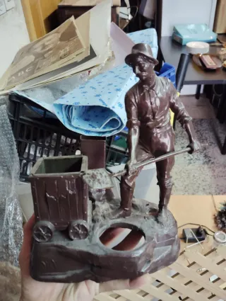 Figura Bronce Patinado Minero