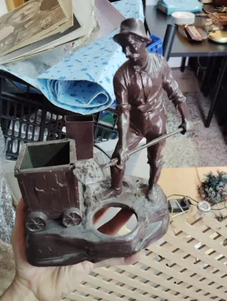 Figura Bronce Patinado Minero