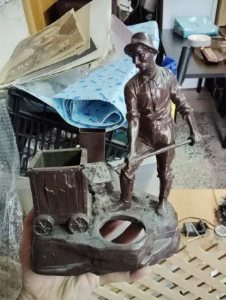 Figura Bronce Patinado Minero