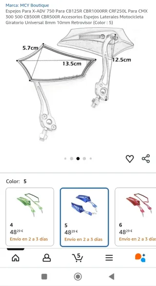 Retrovisores Azul Moto Scooter