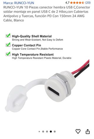 9 Conectores USB-C Hembra con Cable y Tapa