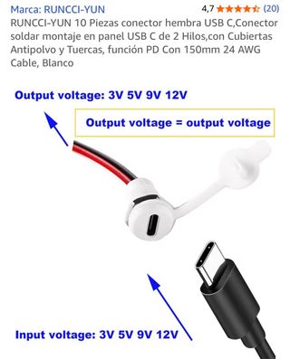 9 Conectores USB-C Hembra con Cable y Tapa