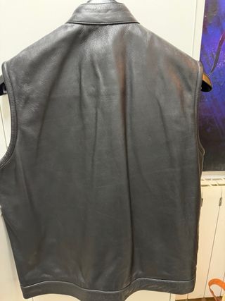 Chaleco Cuero Auténtico estilo Biker, Negro