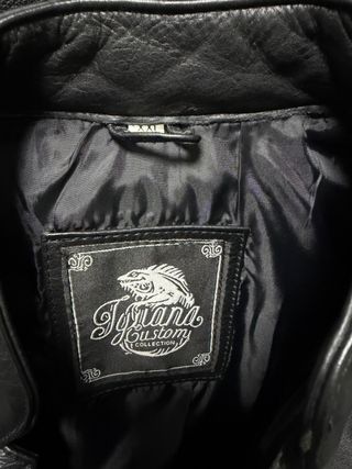 Chaleco Cuero Auténtico estilo Biker, Negro