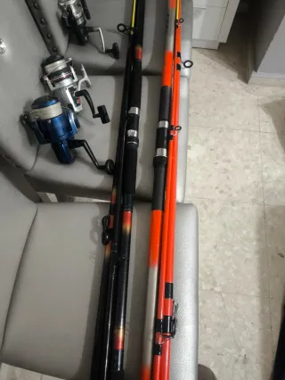 Caña de pescar y carretes