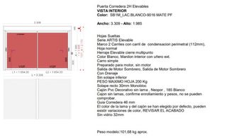 Puerta Corredera 2H Elevables Blanco