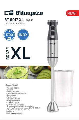 Batidora de mano Orbegozo BT 6017 XL