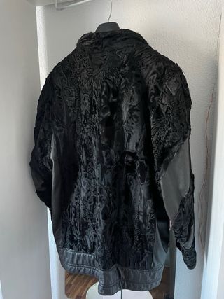 Chaquetón vintage cuero y astracán