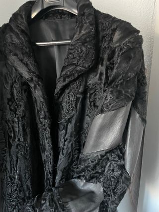 Chaquetón vintage cuero y astracán