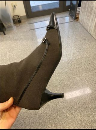 Stivali Prada in tela marrone con tacco