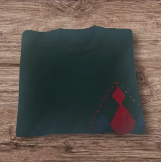 Pullover Uomo Vintage Verde Rosso Taglia L