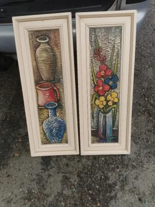 Cuadro de flores en relieve
