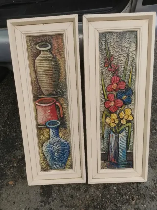 Cuadro de flores en relieve