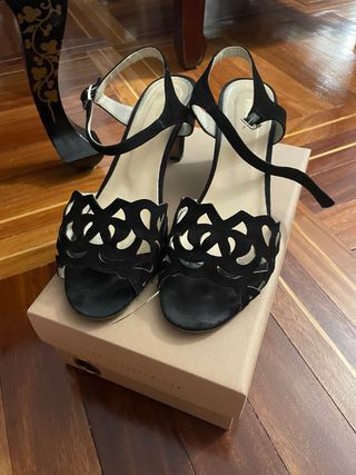 Sandalias tacón ante Fosco negras