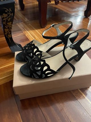 Sandalias tacón ante Fosco negras