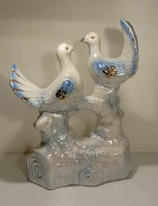 Coppia di Colombe Vintage in Ceramica