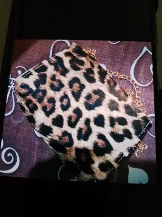 Borsa donna leopardata con catena oro