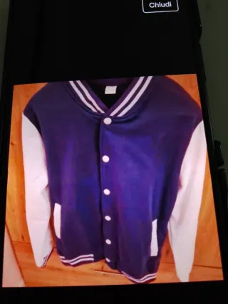 Giacca uomo bomber viola e bianca taglia S