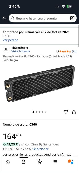 Radiador con 3 ventiladores Thermaltake