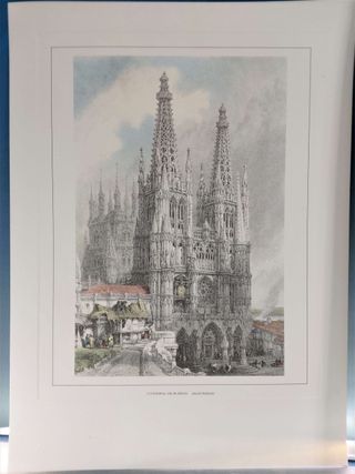 Cinco reproducciones de litografías de la Catedral de Burgos.