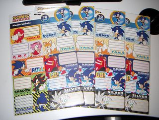 4x 20pcs Sonic the Hedgehog Name Labels