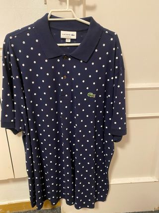 Polo Lacoste Azul Lunares Blanco Talla XXL