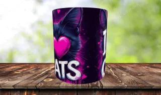 Tazza I Love Cats con cuore rosa
