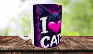 Tazza I Love Cats con cuore rosa