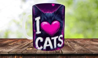 Tazza I Love Cats con cuore rosa