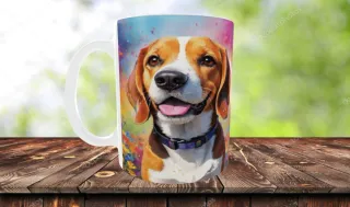 Tazza con cane Beagle e fiori