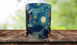 Tazza con cane bassotto stile Van Gogh