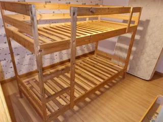 Litera madera 90x180 y 2 colchones 105x180cm