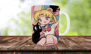 Tazza con disegno Sailor Moon e Luna
