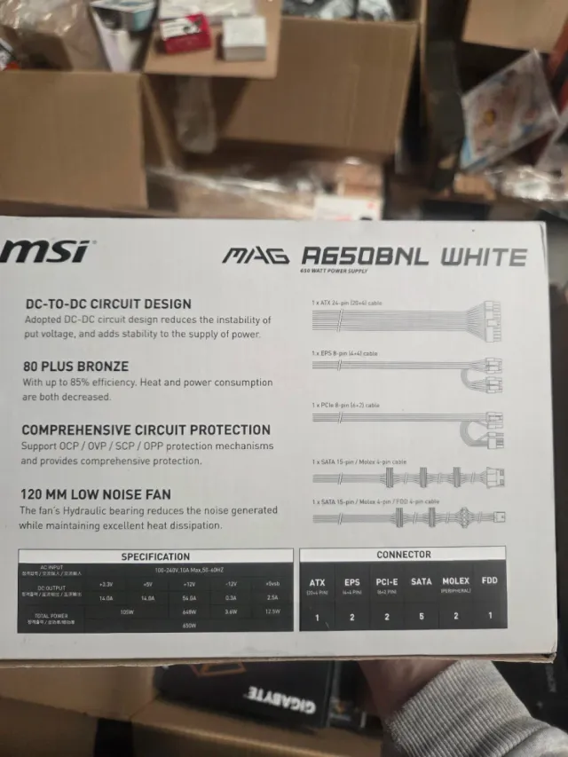 MSI MAG A650BNL WHITE Fuente Alimentación 650W