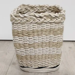 Macetero/Caja artesanal yute beige/blanco