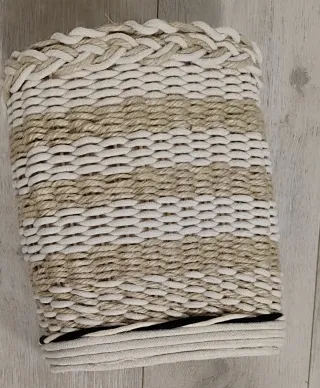 Macetero/Caja artesanal yute beige/blanco