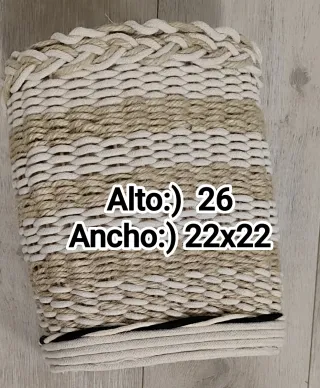 Macetero/Caja artesanal yute beige/blanco