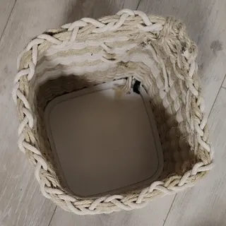 Macetero/Caja artesanal yute beige/blanco