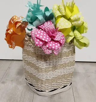 Macetero/Caja artesanal yute beige/blanco