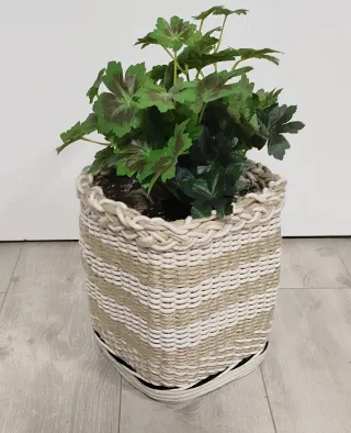 Macetero/Caja artesanal yute beige/blanco